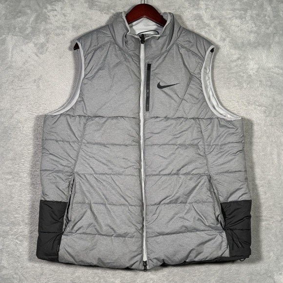Nike Other - Nike Vest Mens XL Gray Puffer Sideline Hyperwarm Full Zip Running 865975-012